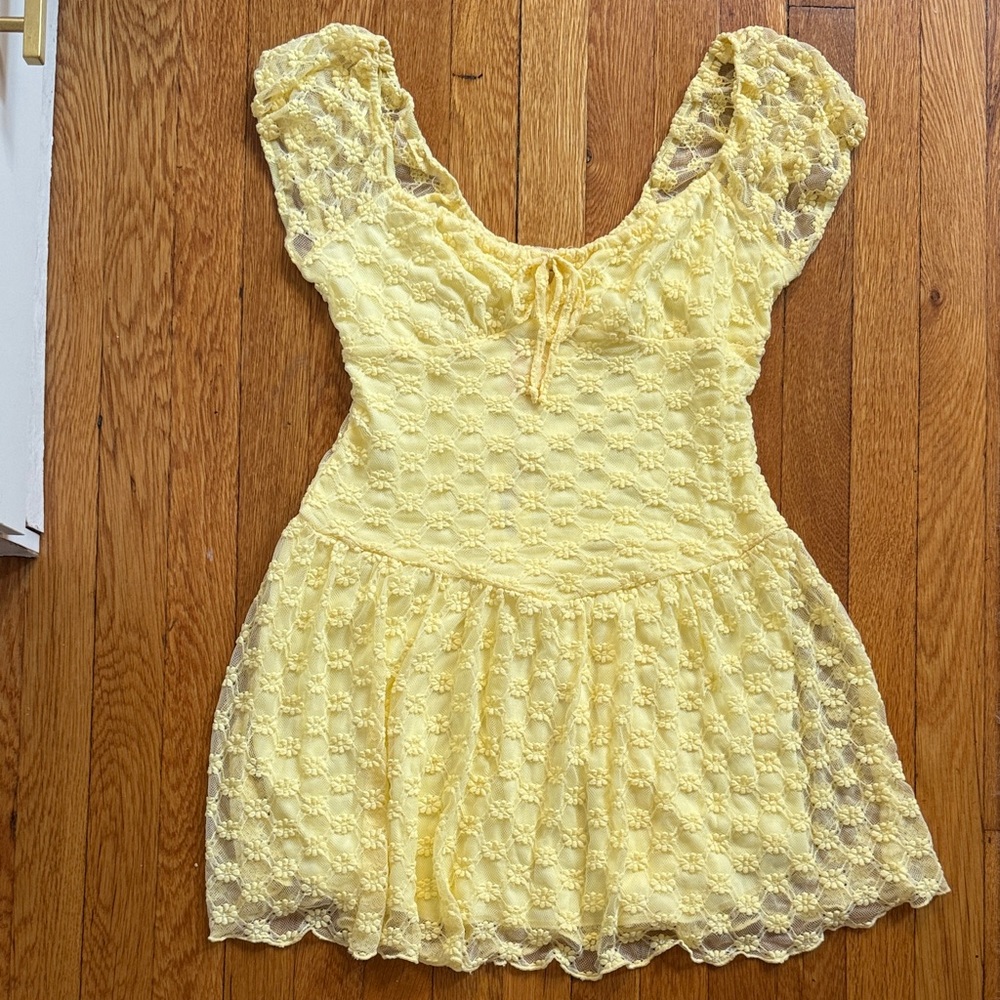 Yellow Floral Lace Sundress